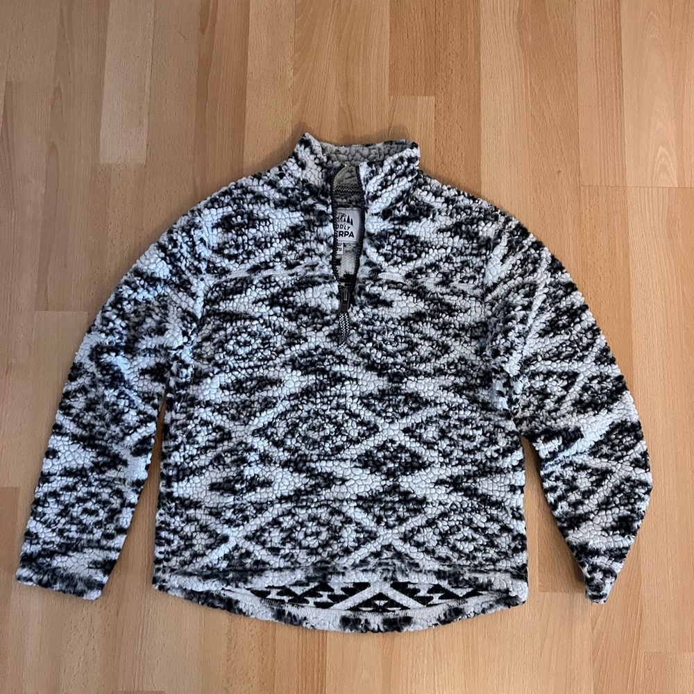 Cozy Black and White Kids Zip-Up Sweater